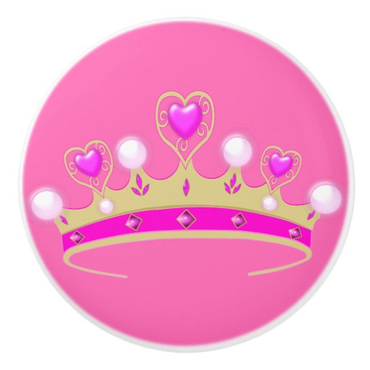 "Princess pink crown knob" Keramische Knop (Voorkant)