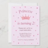 Princess Pink Crown Tiara Stars Kinder Baby Birthd Kaart (Voorkant)