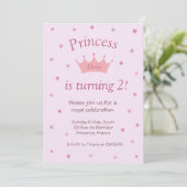 Princess Pink Crown Tiara Stars Kinder Baby Birthd Kaart (Staand voorkant)