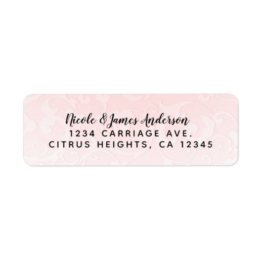 Princess Pink Damask Storybook Elegant Wedding Etiket (Voorkant)