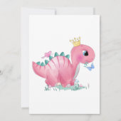 Princess Pink Dinosaur Baby shower - Hartelijk dan Bedankkaart (Achterkant)