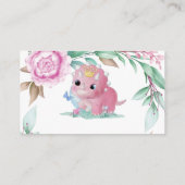 Princess Pink Dinosaur Diaper Baby shower Raffle Visitekaartje (Achterkant)