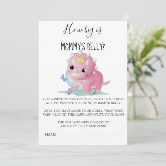 Princess Pink Dinosaur Hoe groot is de buik van ma (Staand voorkant)