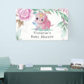 Princess Pink Dinosaur Peony Baby shower Banner (Beurs)