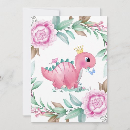 Princess Pink Dinosaur Peony Baby shower Bingo (Achterkant)