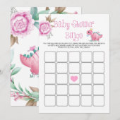 Princess Pink Dinosaur Peony Baby shower Bingo (Voorkant / Achterkant)
