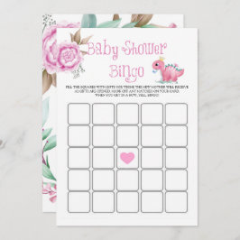 Princess Pink Dinosaur Peony Baby shower Bingo