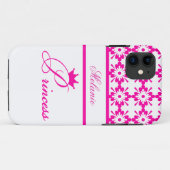 Princess-Pink en White+Personalize Name Case-Mate iPhone Case (Achterkant (horizontaal))