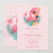 Princess Pink Flamingo Girl Baby shower Kaart (Voorkant / Achterkant)
