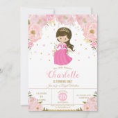 Princess Pink Floral 1e eerste verjaardag Kaart (Voorkant)