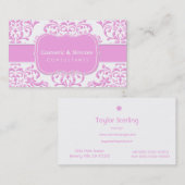 Princess Pink Floral Damask Visitekaartje (Voorkant / Achterkant)
