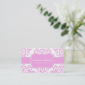 Princess Pink Floral Damask Visitekaartje (Staand voorkant)