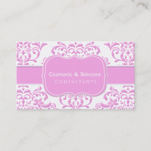 Princess Pink Floral Damask Visitekaartje (Voorkant)