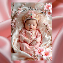 Princess Pink Girl Baby shower Bloemen Kaart