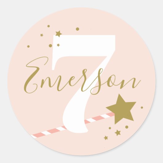 Princess Pink Girls Birthday Party Ronde Sticker (Voorkant)