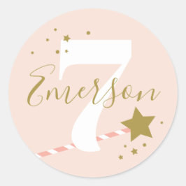 Princess Pink Girls Birthday Party Ronde Sticker
