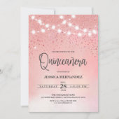 Princess Pink Glitter Sparkles Lights Quinceañera Kaart (Voorkant)