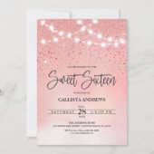 Princess Pink Glitter Sparkles Lights Sweet 16 Kaart (Voorkant)