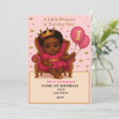 Princess Pink & Gold 1st Birthday Invitation (Staand voorkant)
