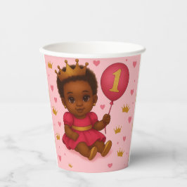 Princess Pink & Gold Baby Girl Birthday  Papieren Bekers