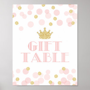 Princess Pink Gold Baby shower Gift Table Sign. Poster
