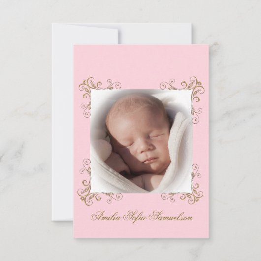 Princess Pink Gold Crown Dank u Baby shower Bedankkaart (Achterkant)