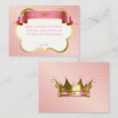 Princess Pink Gold Crown Stippen Luier Raffle Informatiekaartje (Voorkant / Achterkant)