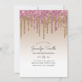 Princess PINK GOLD Dripping Glitter QUINCEANERA Kaart (Voorkant)