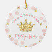 Princess Pink Gold Glitter Crown Confetti Stippen Keramisch Ornament (Voorkant)