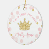 Princess Pink Gold Glitter Crown Confetti Stippen Keramisch Ornament (Links)