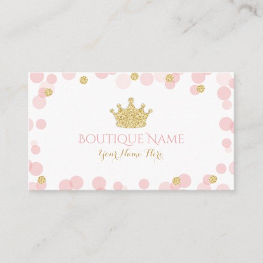 Princess Pink Gold Glitter QR Code Visitekaartje Informatiekaartje (Voorkant)