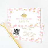Princess Pink Gold Glitter QR Code Visitekaartje Informatiekaartje