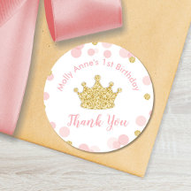 Princess Pink & Gold Verjaardagsfeestje Sticker La