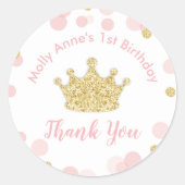 Princess Pink & Gold Verjaardagsfeestje Sticker La (Voorkant)