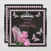 Princess Pink High Hiel Roos Pearl Chalkboard Kaart (Voorkant / Achterkant)
