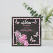 Princess Pink High Hiel Roos Pearl Chalkboard Kaart (Staand voorkant)