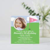 Princess Pink Hole in One Photo Mini Golf Party Kaart (Staand voorkant)