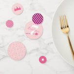 Princess Pink Kids Birthday Party Confetti<br><div class="desc">Voeg wit aan om het even welk partijdecor met klantgerichte lijstconfetti toe. Dit verjaardagsfeestje kenmerkt roze tinten met een mix van patronen, zoals diagonale strepen en twinkelende sterren met vette afbeeldingen zoals kronen, sterren en strengen. Werk het grote scherm met de naam en de leeftijd van uw kind eenvoudig bij...</div>