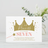 Princess Pink Kids Birthday Party Kaart (Staand voorkant)