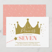 Princess Pink Kids Birthday Party Kaart (Voorkant / Achterkant)