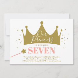 Princess Pink Kids Birthday Party Kaart