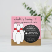 Princess Pink Laten we een all Bowling party hebbe Kaart (Staand voorkant)