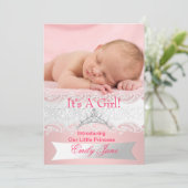 Princess Pink New Baby Girl aankondiging foto (Staand voorkant)