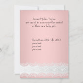 Princess Pink New Baby Girl aankondiging foto (Achterkant)