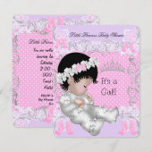 Princess Pink Paars Gray Baby shower Cute Girl 3 Kaart (Voorkant / Achterkant)