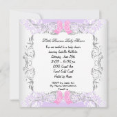 Princess Pink Paars Gray Baby shower Cute Girl Kaart (Achterkant)