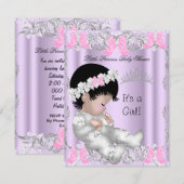 Princess Pink Paars Gray Baby shower Cute Girl Kaart (Voorkant / Achterkant)