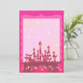 Princess Pink Party Uitnodiging Kasteel Kroon (Staand voorkant)