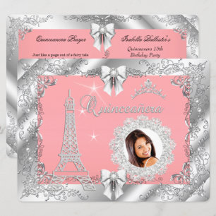 Princess Pink PEACH Quinceanera Silver Photo BIG Kaart