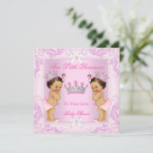 Princess Pink Pearls Twin Baby shower Tiara BR Kaart (Staand voorkant)